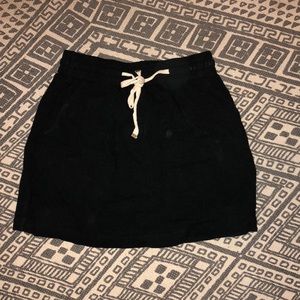 Black Linen Mini Skirt